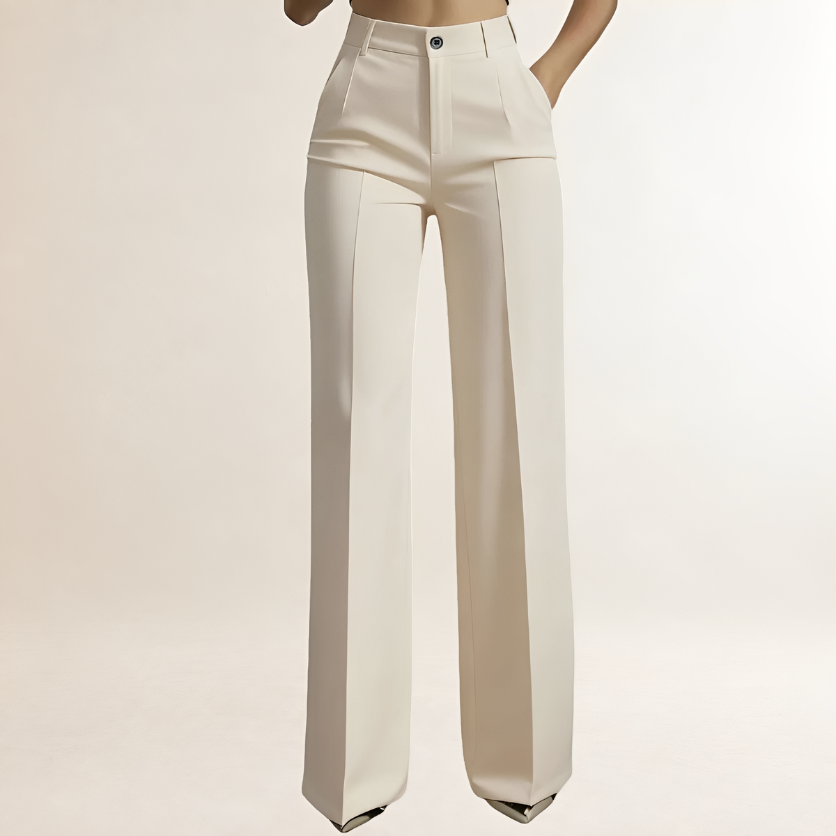Calça pantalona feminina de cintura alta e corte reto