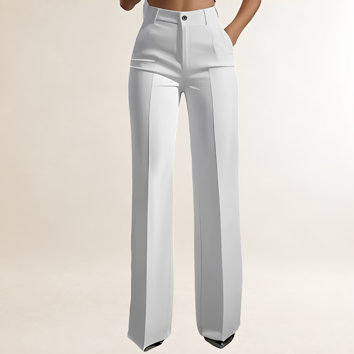 Calça pantalona feminina de cintura alta e corte reto