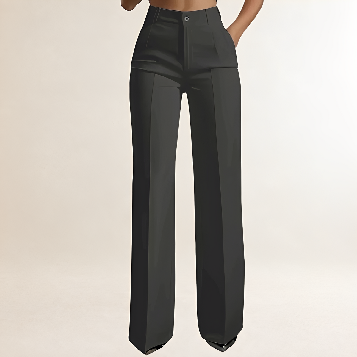 Calça pantalona feminina de cintura alta e corte reto
