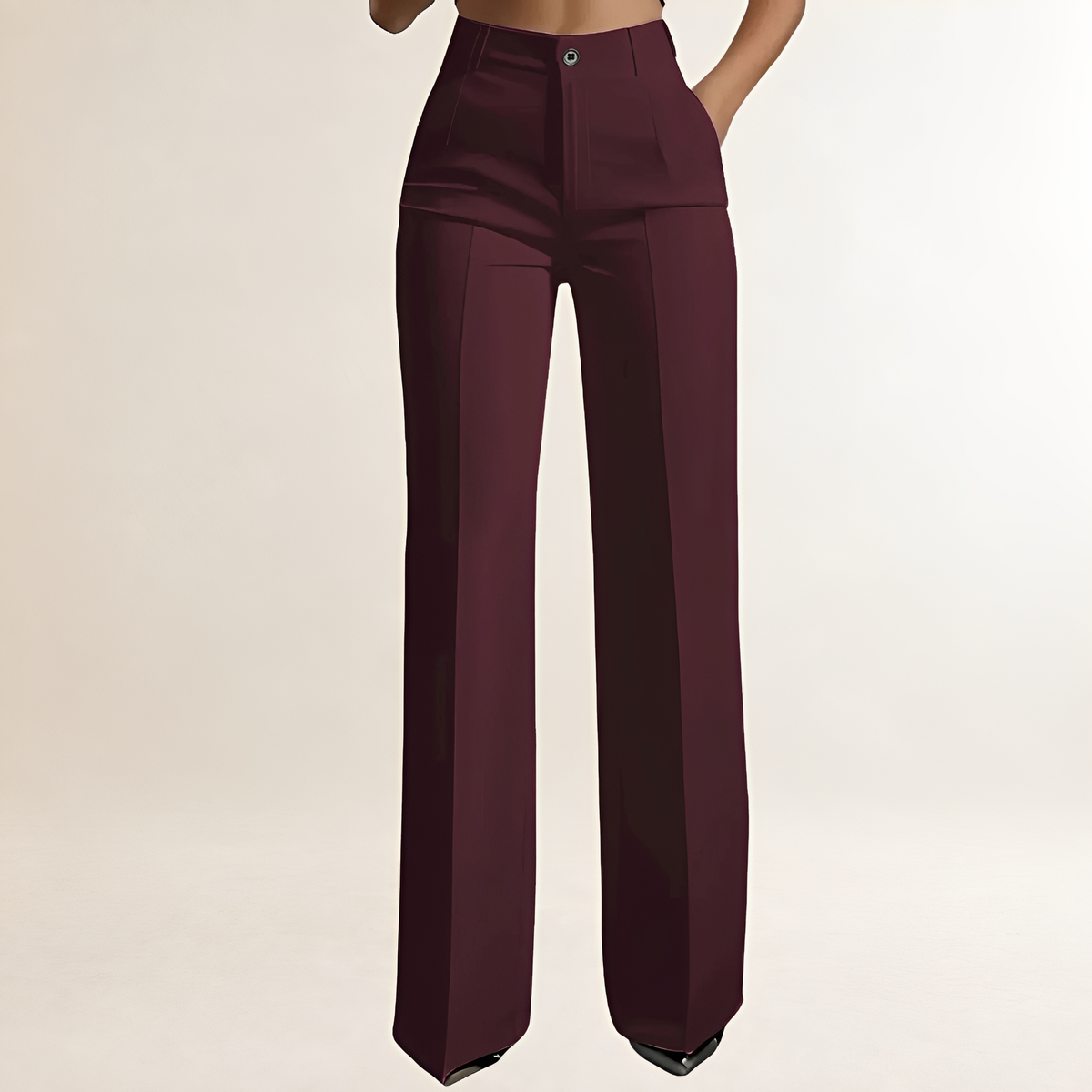 Calça pantalona feminina de cintura alta e corte reto