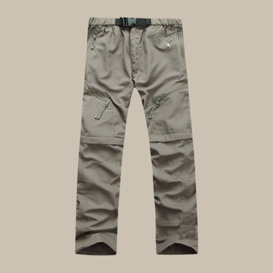 Calças femininas conversíveis com zíper nas pernas e cintura elástica