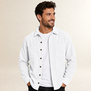 Camisa masculina overshirt com lapela e fechamento de botões - corte reto