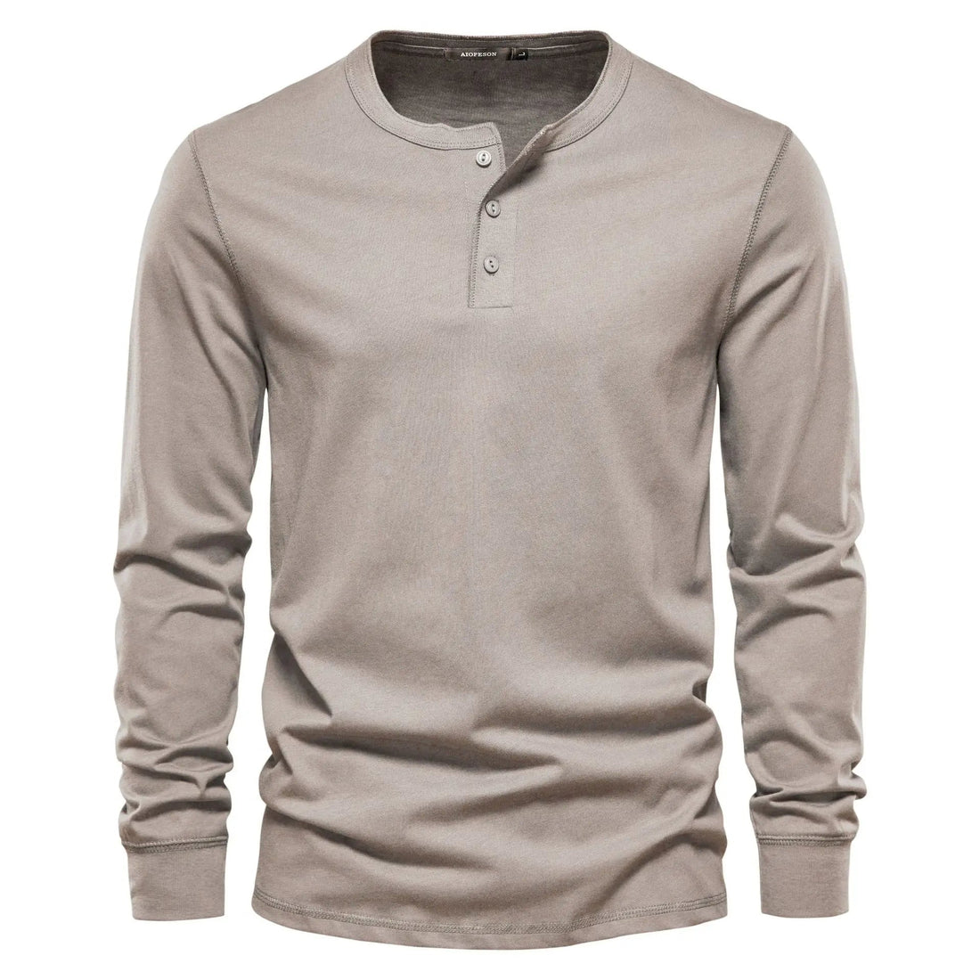 Camiseta Henley de Manga Longa Masculina com Gola Botão e Corte Regular