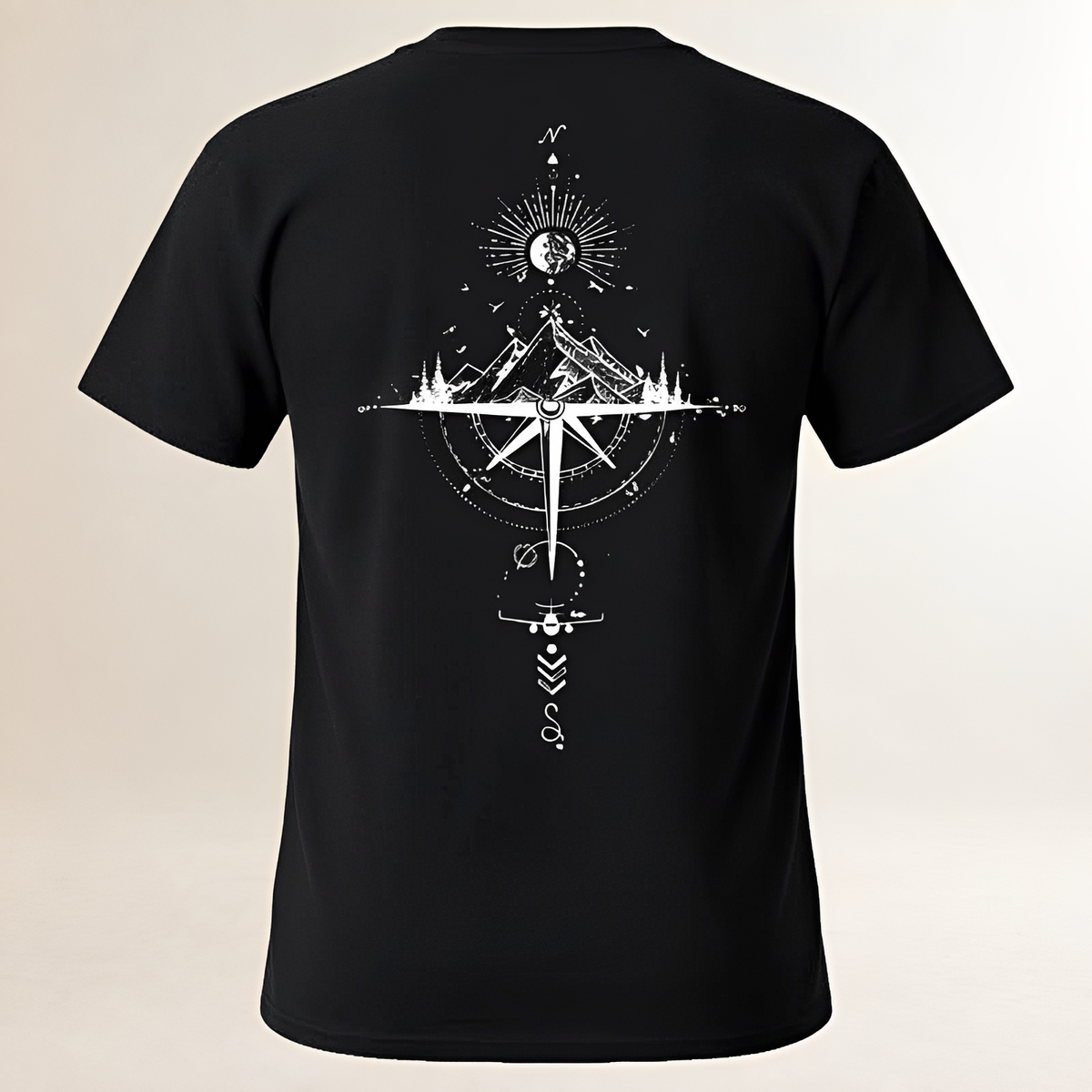 Camiseta Masculina de Gola Careca de Corte Regular com Estampa nas Costas