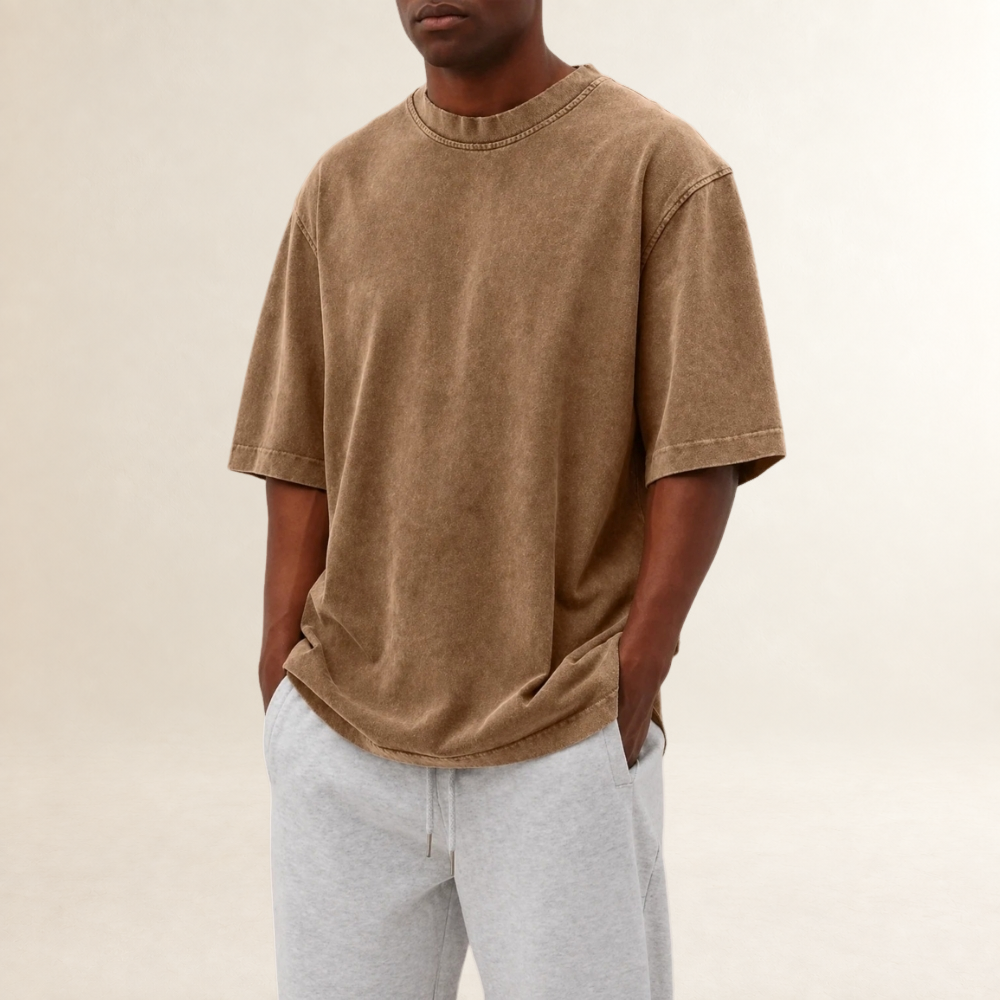 Camiseta masculina de manga curta com gola redonda ajuste relaxado