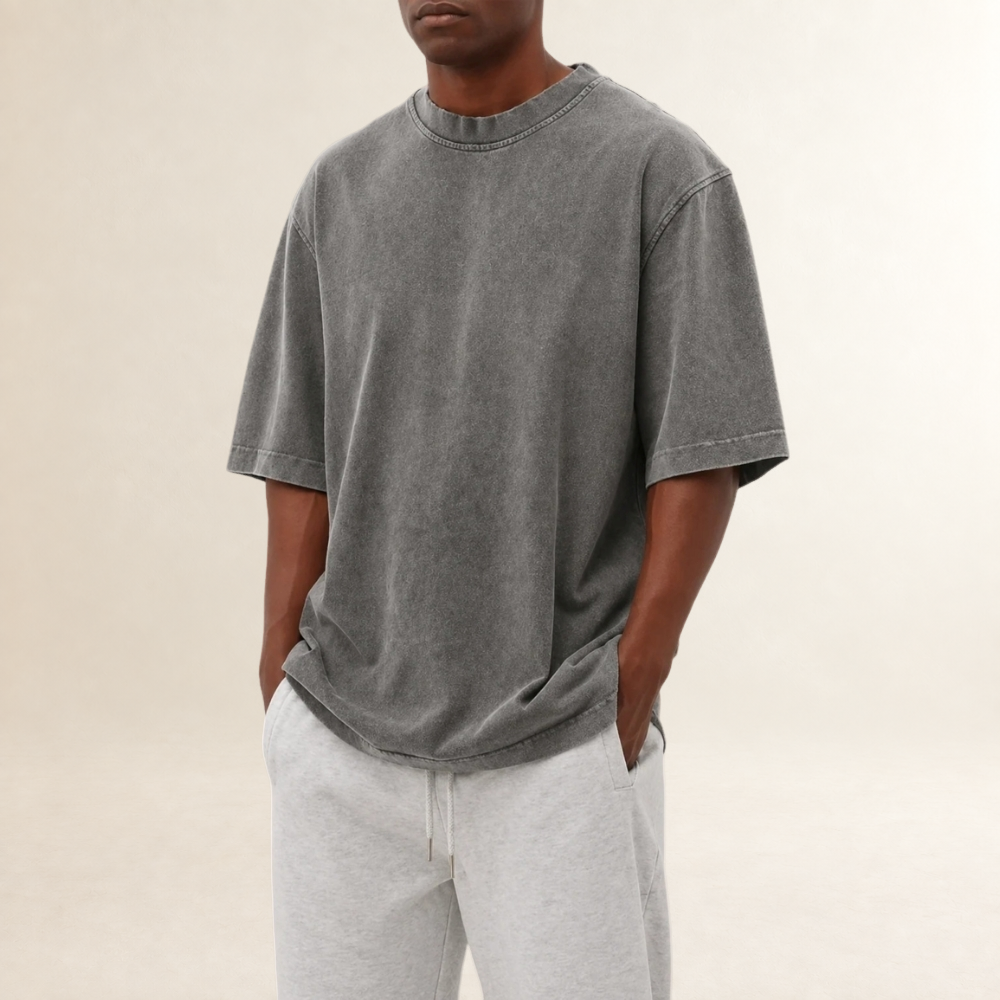 Camiseta masculina de manga curta com gola redonda ajuste relaxado