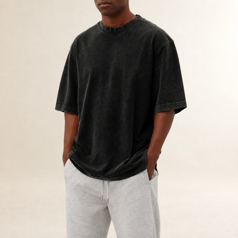 Camiseta masculina de manga curta com gola redonda ajuste relaxado