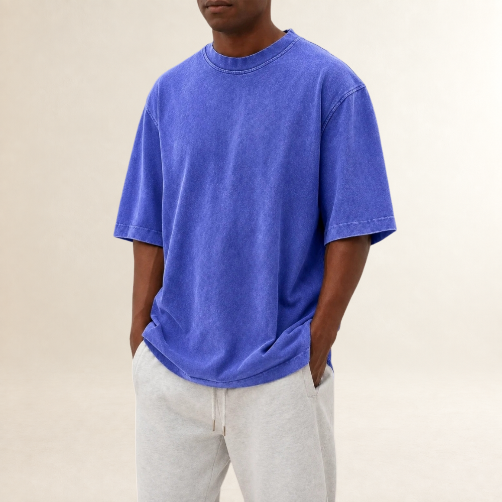 Camiseta masculina de manga curta com gola redonda ajuste relaxado