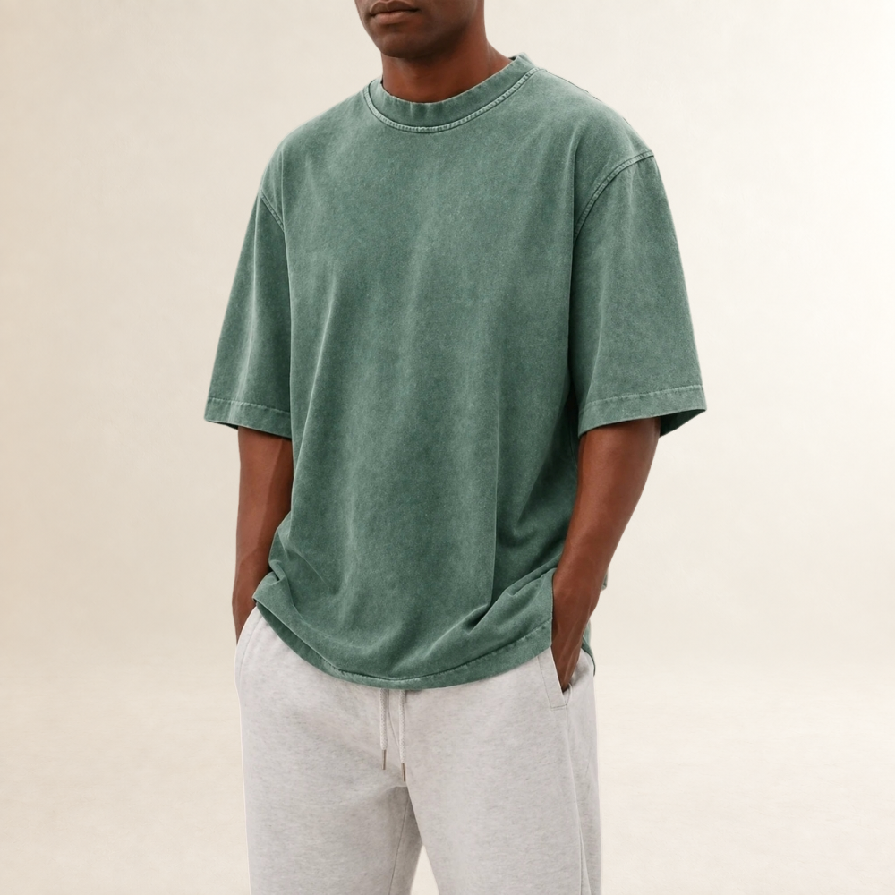 Camiseta masculina de manga curta com gola redonda ajuste relaxado