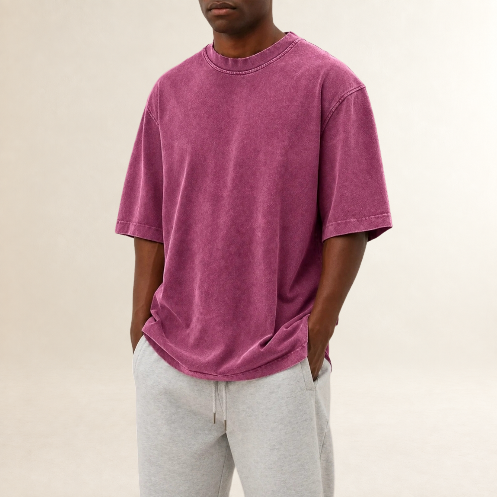 Camiseta masculina de manga curta com gola redonda ajuste relaxado
