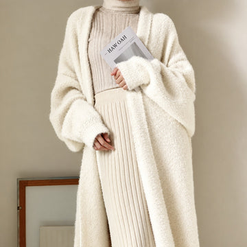 Cardigan longo feminino oversized com frente aberta