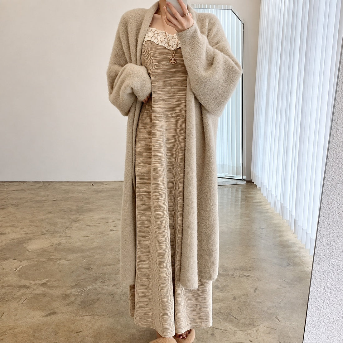 Cardigan longo feminino oversized com frente aberta