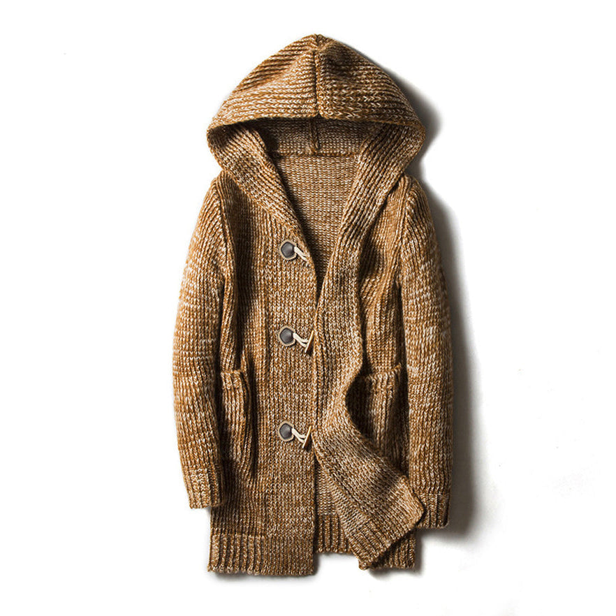 Cardigan Masculino com Capuz, Botão e Bolsos Laterais - Ajuste Relaxado