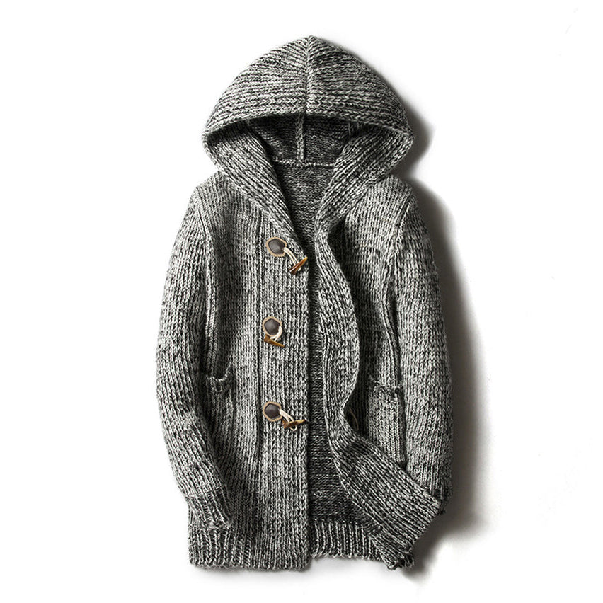 Cardigan Masculino com Capuz, Botão e Bolsos Laterais - Ajuste Relaxado