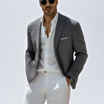 Casaco blazer masculino com lapela abobada e frente único