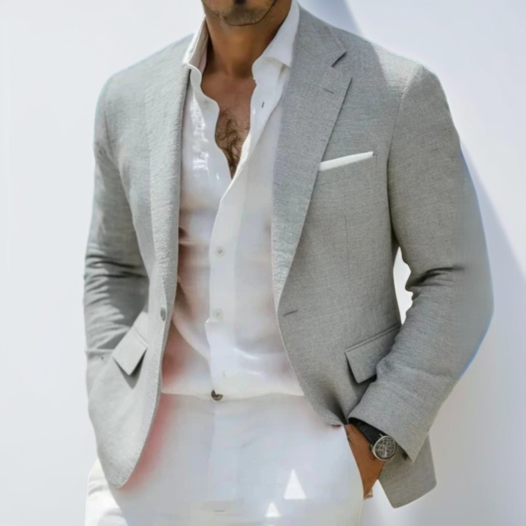 Casaco blazer masculino com lapela abobada e frente único