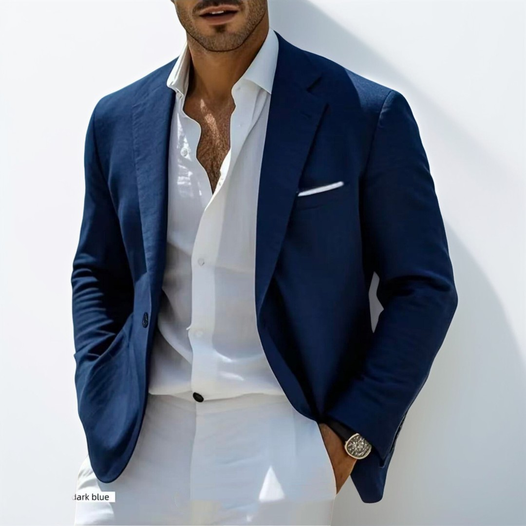 Casaco blazer masculino com lapela abobada e frente único