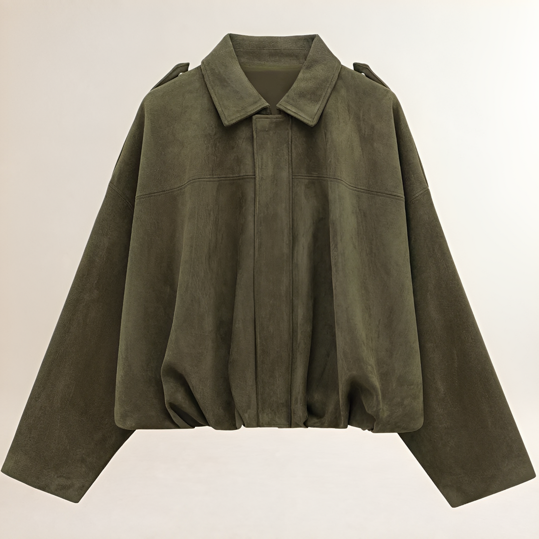 Casaco Bomber Feminino Cropped Boxy com Ombreiras e Aba Abafada