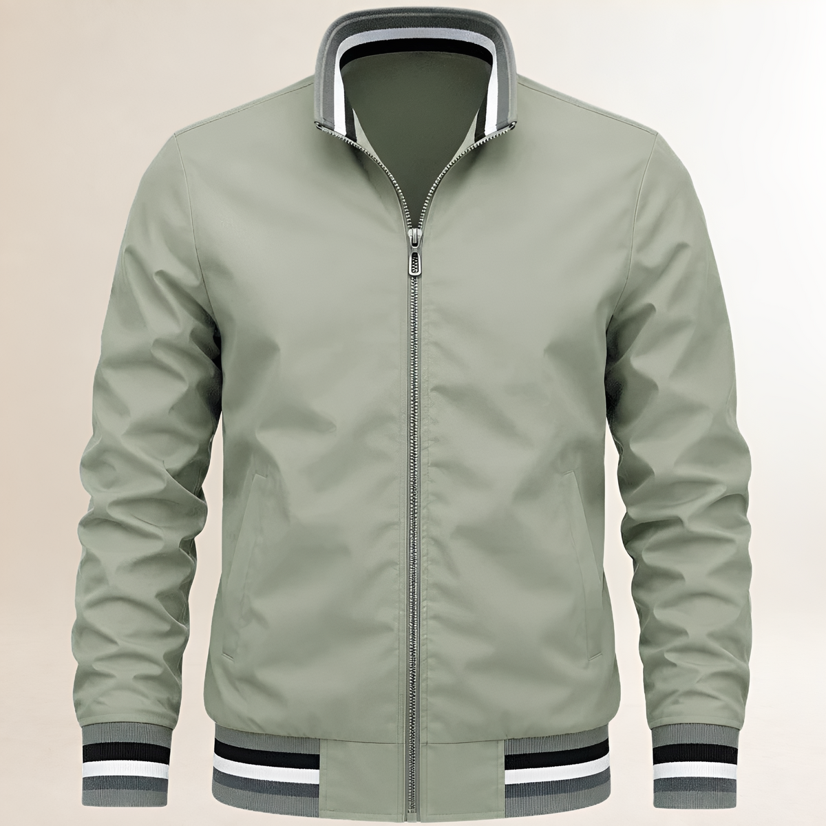 Casaco bomber masculino com zíper frontal e gola alta