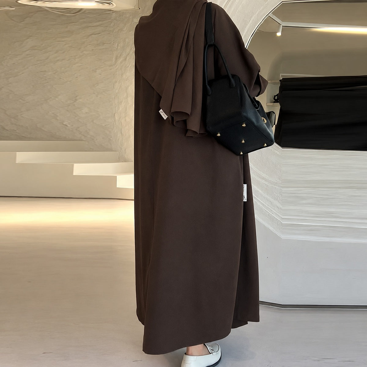 Casaco longo feminino oversized fechamento de botões bolsos laterais