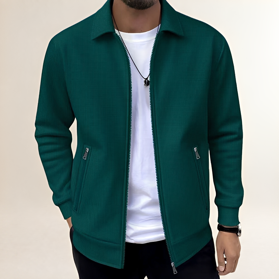 Casaco Masculino com Zíper Total e Gola Camisete - Corte Atlético, Bolsos com Zíper