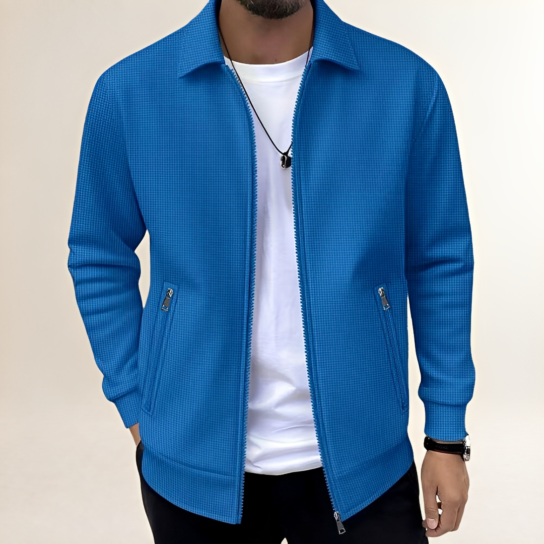 Casaco Masculino com Zíper Total e Gola Camisete - Corte Atlético, Bolsos com Zíper