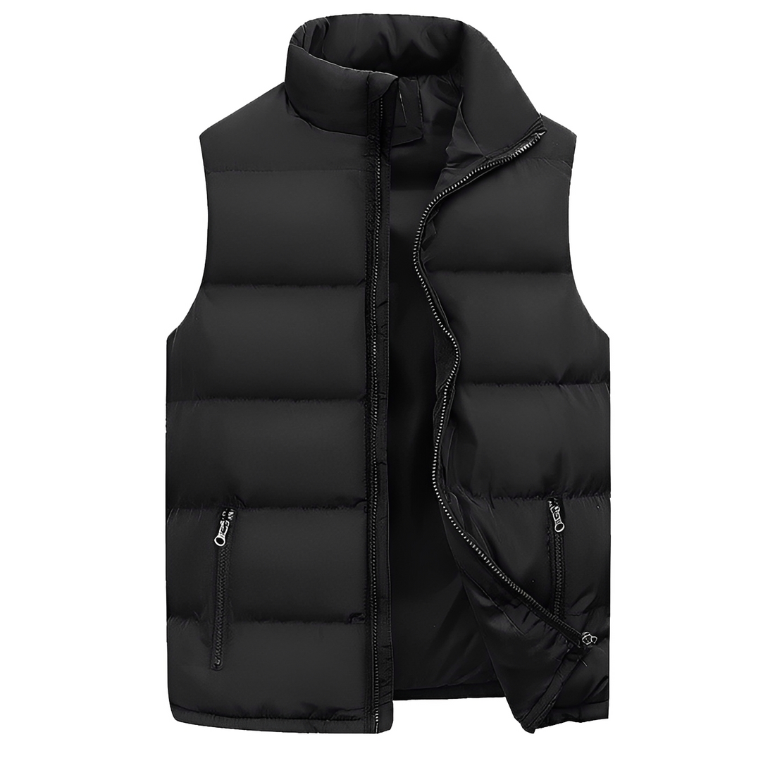 Colete masculino isolado com zíper, bolsos e caimento casual
