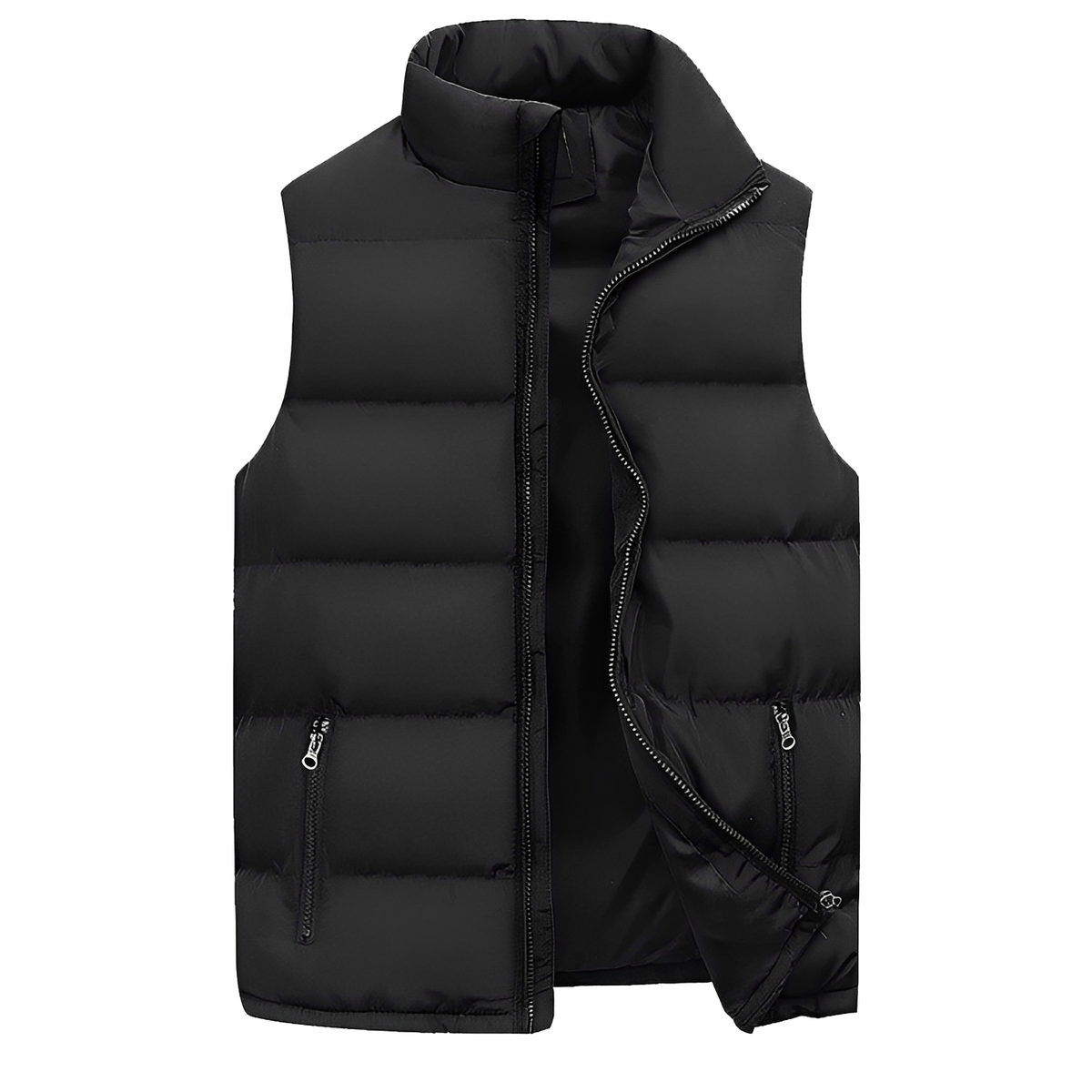 Colete masculino isolado com zíper, bolsos e caimento casual