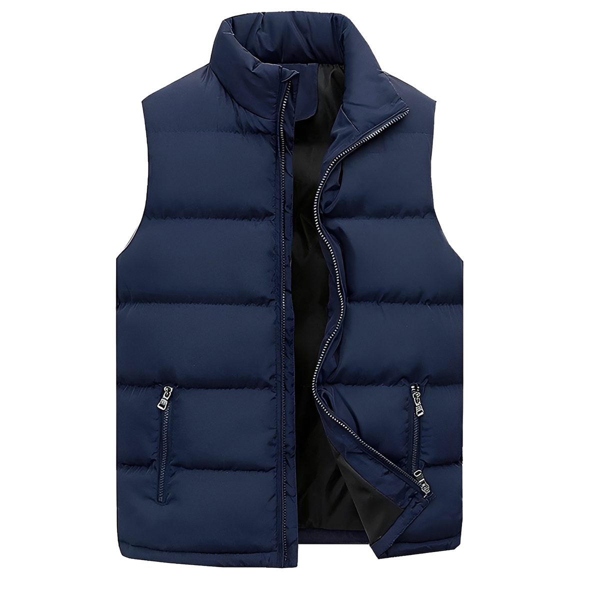 Colete masculino isolado com zíper, bolsos e caimento casual