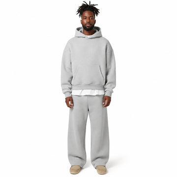 Conjunto de roupas casuais masculinas com moletom com capuz e bolso canguru e calças jogger