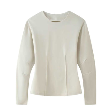 Conjunto de roupas de descanso feminino com blusa de manga longa e calças de perna larga de cintura alta