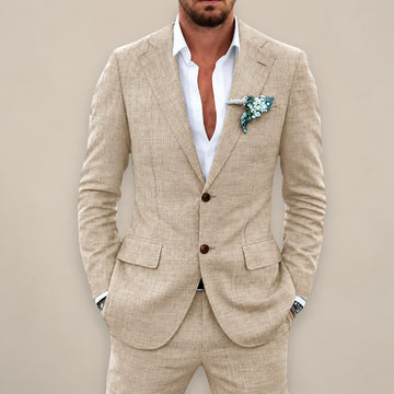 Conjunto de terno masculino de duas peças blazer de um botão com calças de corte reto