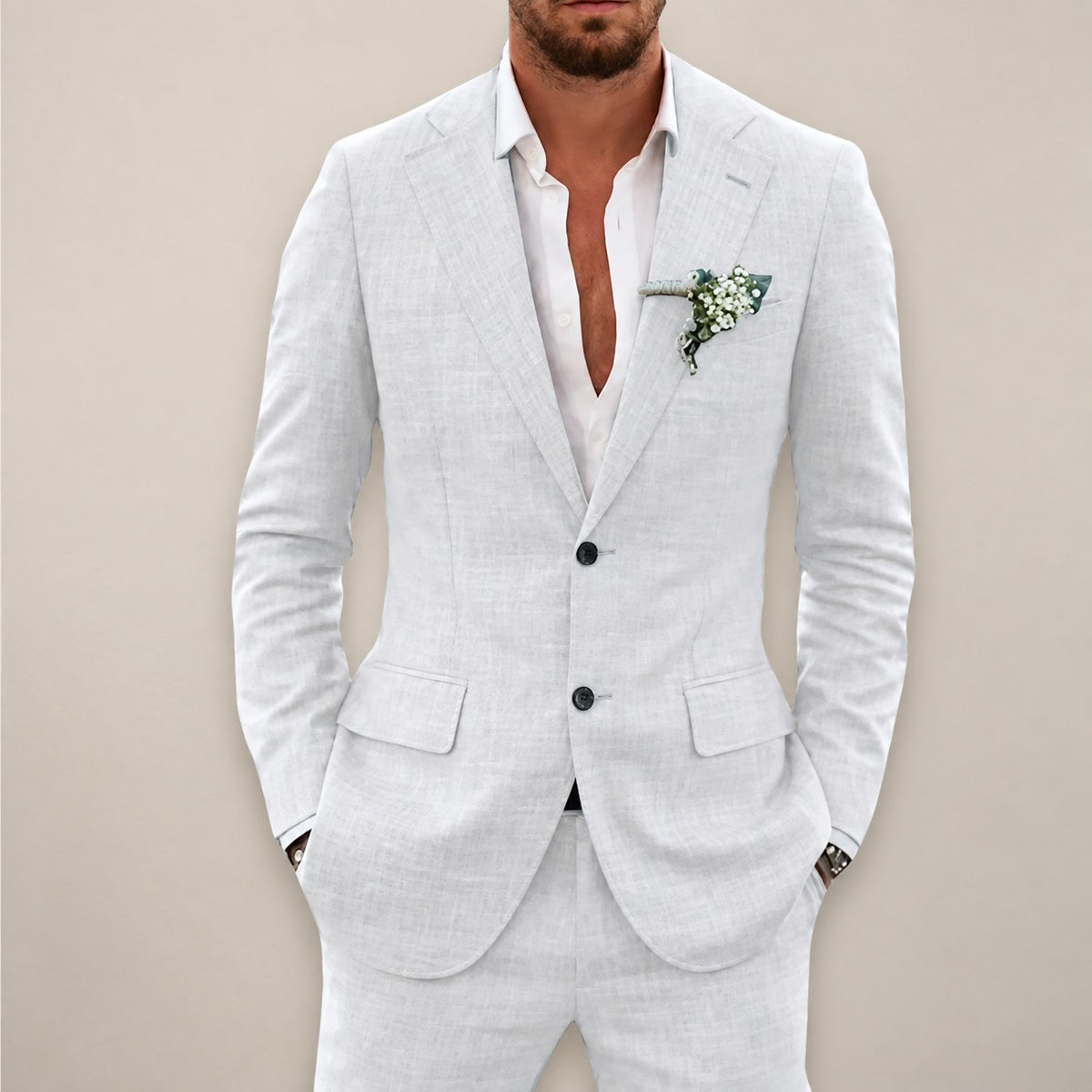 Conjunto de terno masculino de duas peças blazer de um botão com calças de corte reto