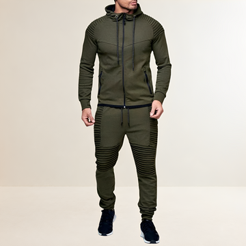 Conjunto esportivo masculino com moletom com zíper e calças jogger slim fit
