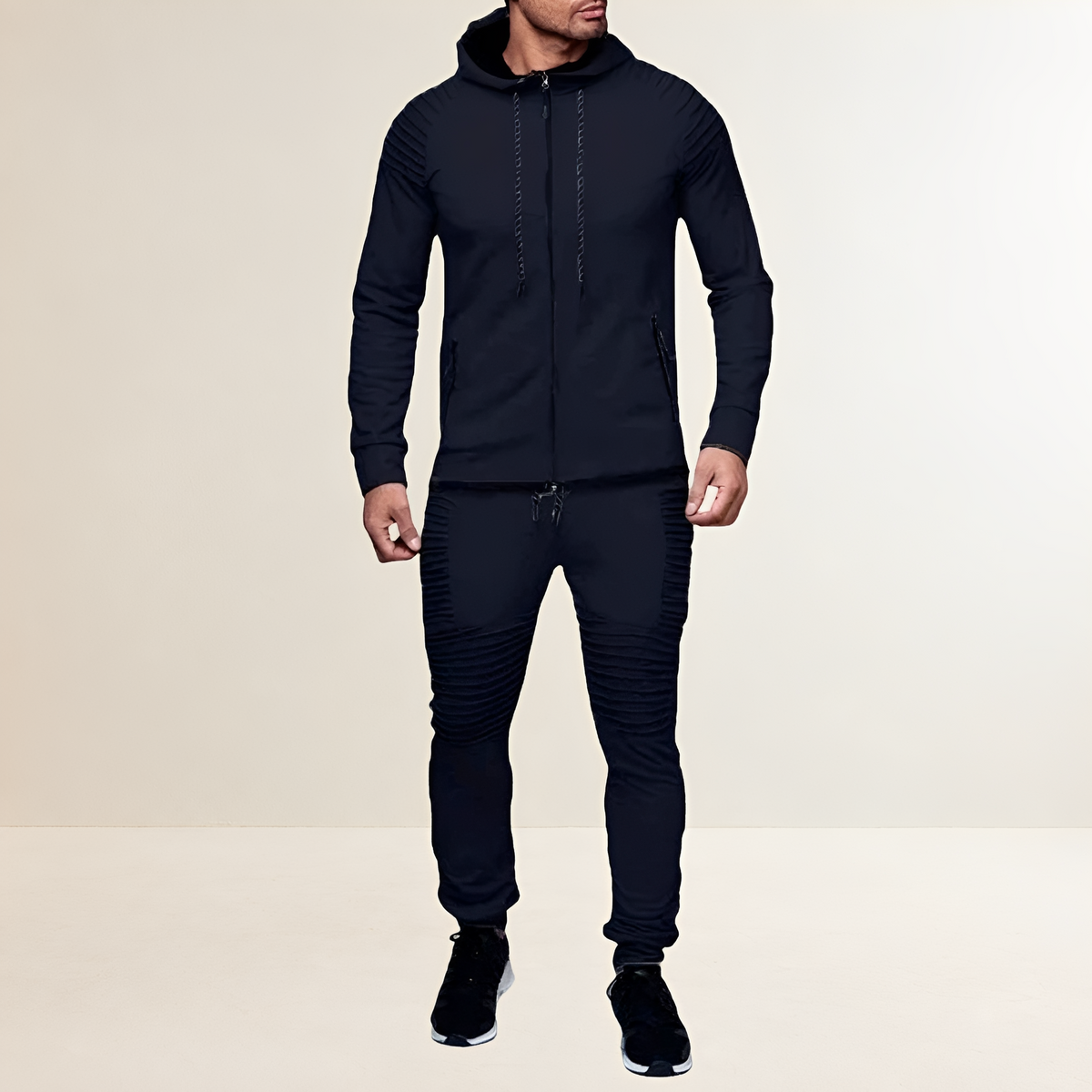 Conjunto esportivo masculino com moletom com zíper e calças jogger slim fit
