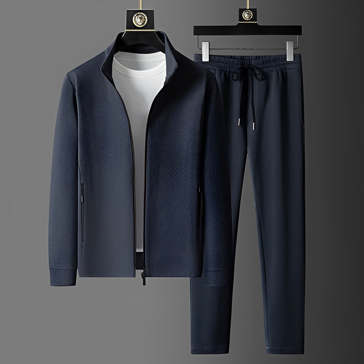 Conjunto Esportivo Masculino Jaqueta com Zíper e Calças com Bolsos