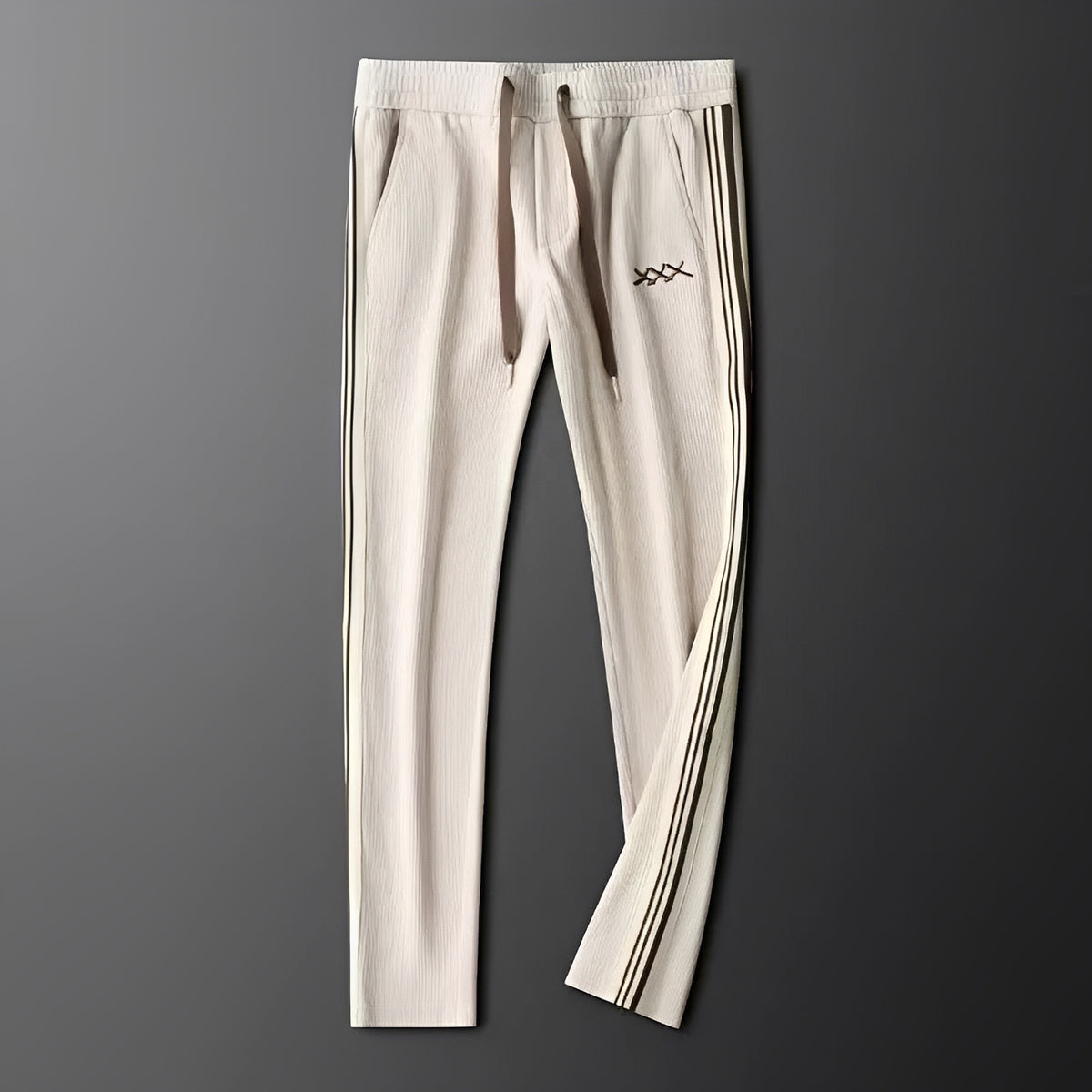 Conjunto esportivo masculino jaqueta com zíper e calças com cordão ajuste