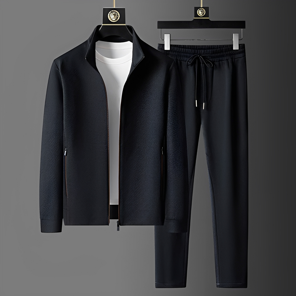 Conjunto Esportivo Masculino Jaqueta com Zíper e Calças com Bolsos