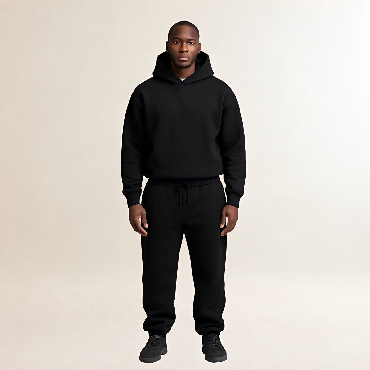 Conjunto hoodie e jogger masculino com ajuste oversized e capuz regulável