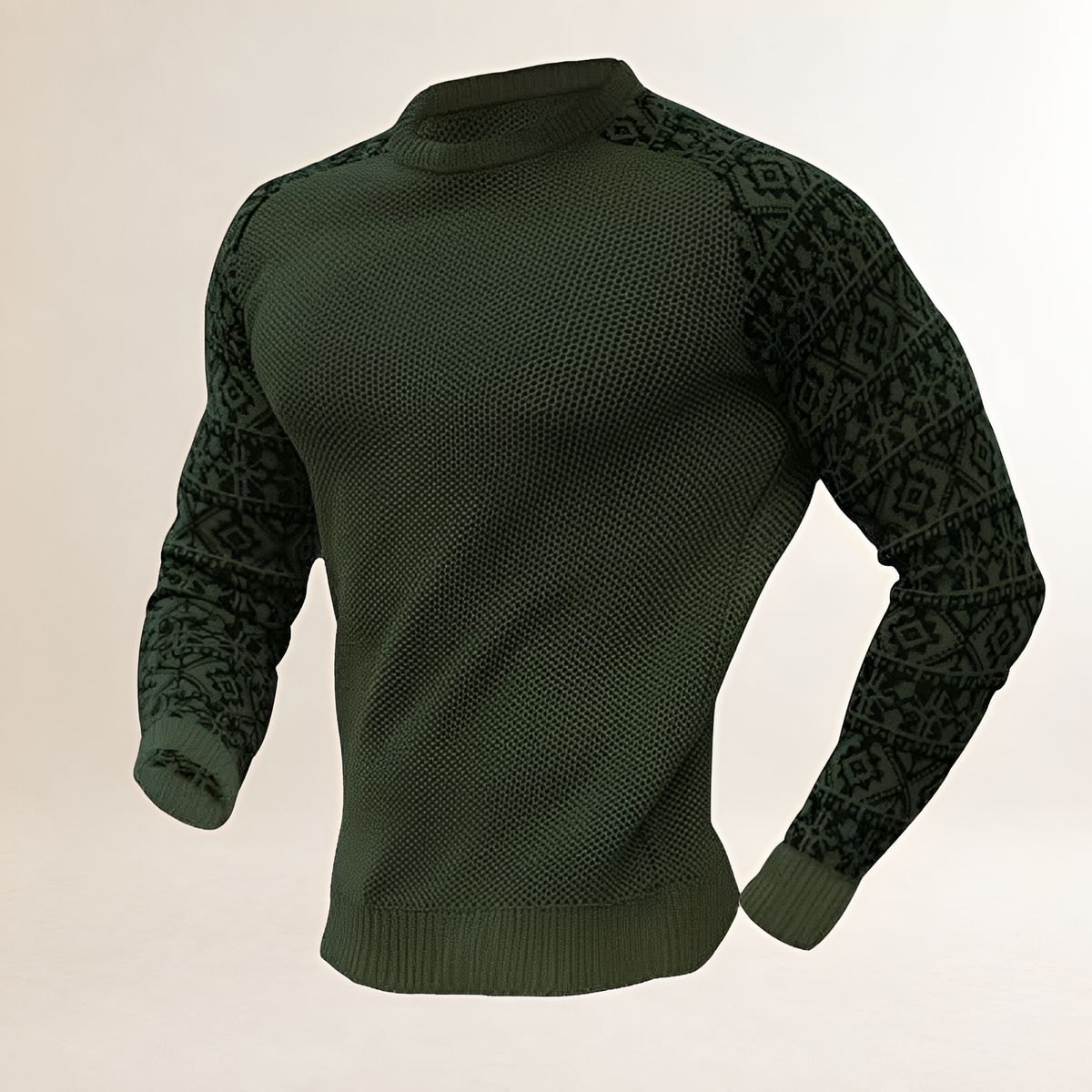Fato masculino de jumper com mangas raglan contrastantes e pespontos Fair Isle - manga comprida