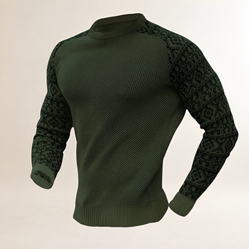 Fato masculino de jumper com mangas raglan contrastantes e pespontos Fair Isle - manga comprida