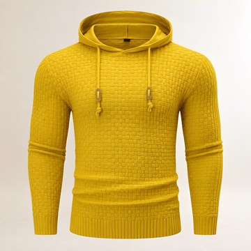 Hoodie Masculina de Pulôver com Textura em Basket-Weave - Ajuste Tailored, Capuz com Cordão e punhos canelados