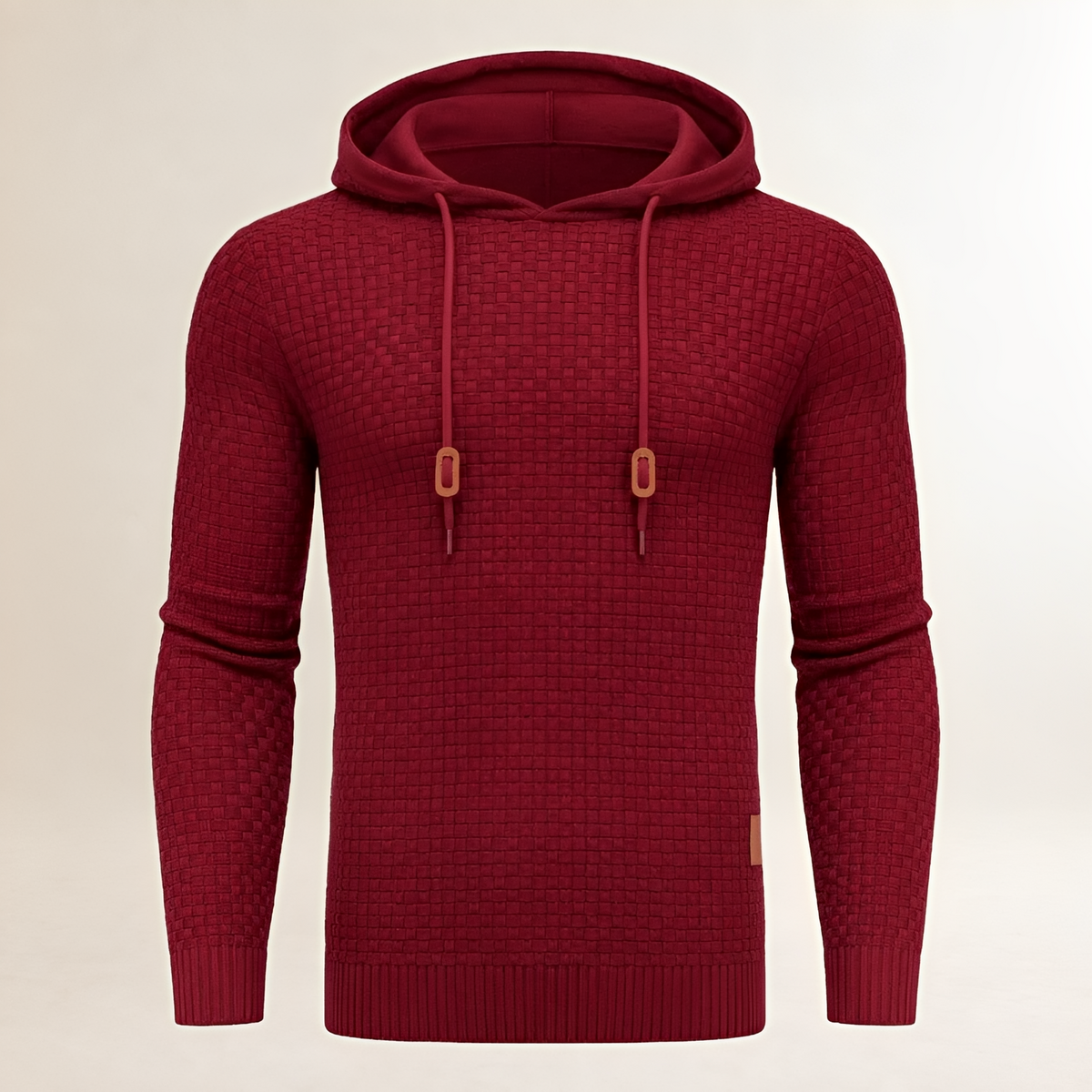 Hoodie Masculina de Pulôver com Textura em Basket-Weave - Ajuste Tailored, Capuz com Cordão e punhos canelados