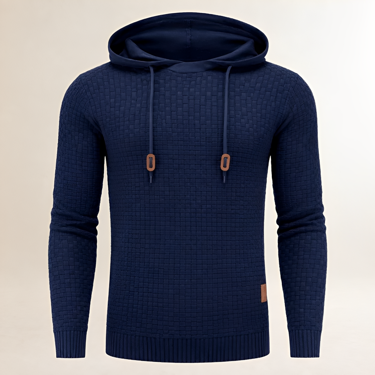 Hoodie Masculina de Pulôver com Textura em Basket-Weave - Ajuste Tailored, Capuz com Cordão e punhos canelados
