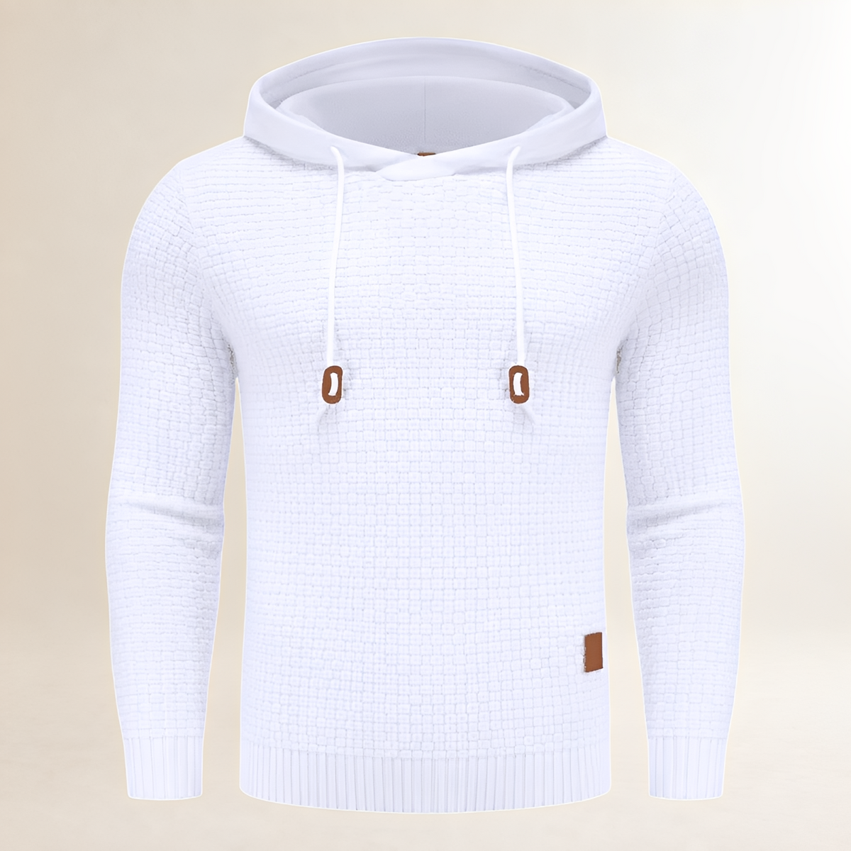 Hoodie Masculina de Pulôver com Textura em Basket-Weave - Ajuste Tailored, Capuz com Cordão e punhos canelados
