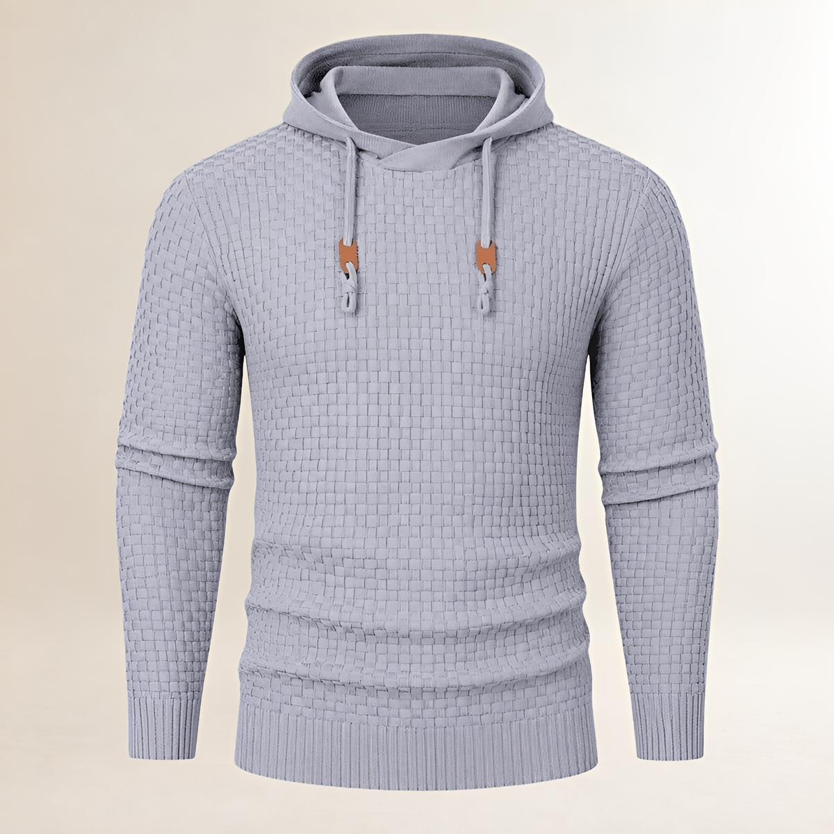 Hoodie Masculina de Pulôver com Textura em Basket-Weave - Ajuste Tailored, Capuz com Cordão e punhos canelados