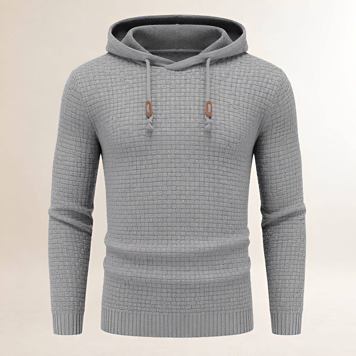 Hoodie Masculina de Pulôver com Textura em Basket-Weave - Ajuste Tailored, Capuz com Cordão e punhos canelados