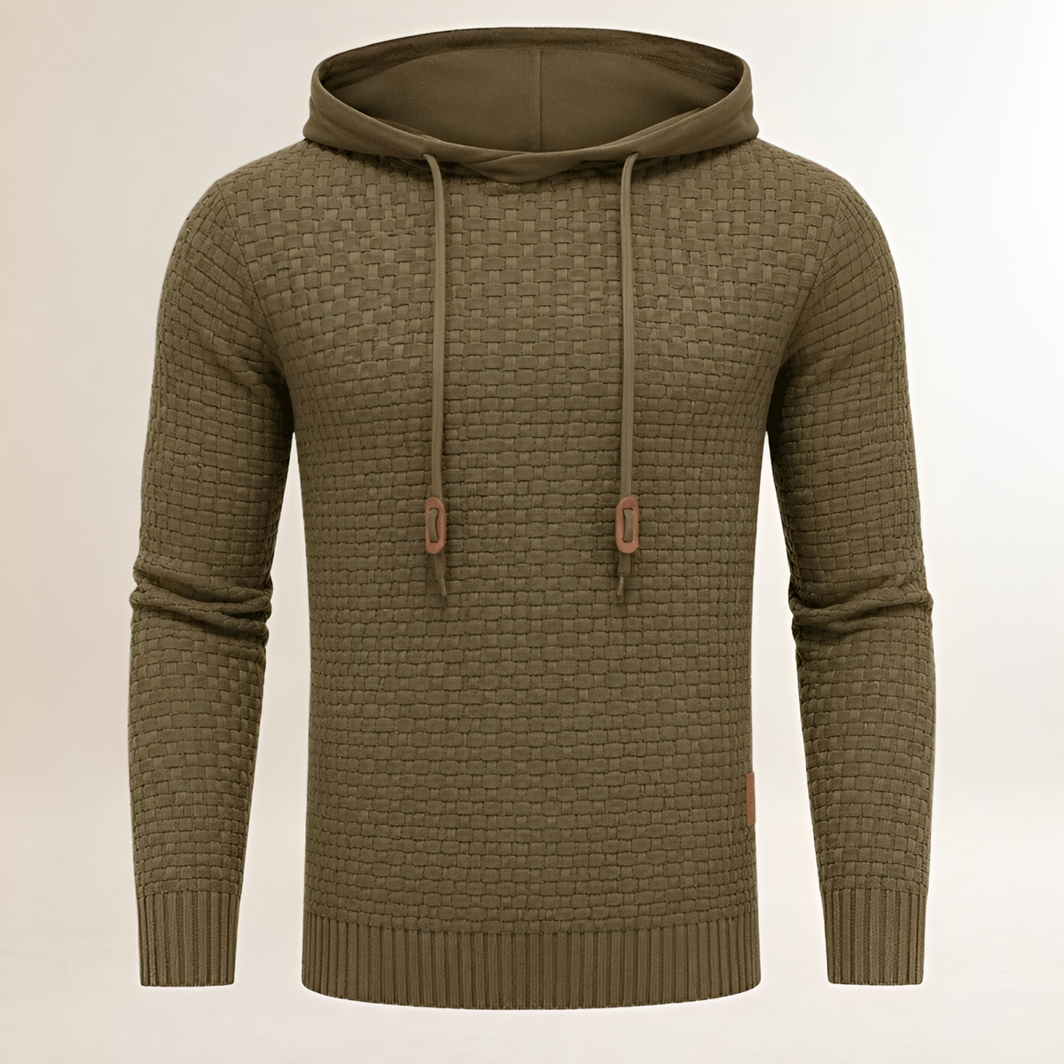 Hoodie Masculina de Pulôver com Textura em Basket-Weave - Ajuste Tailored, Capuz com Cordão e punhos canelados