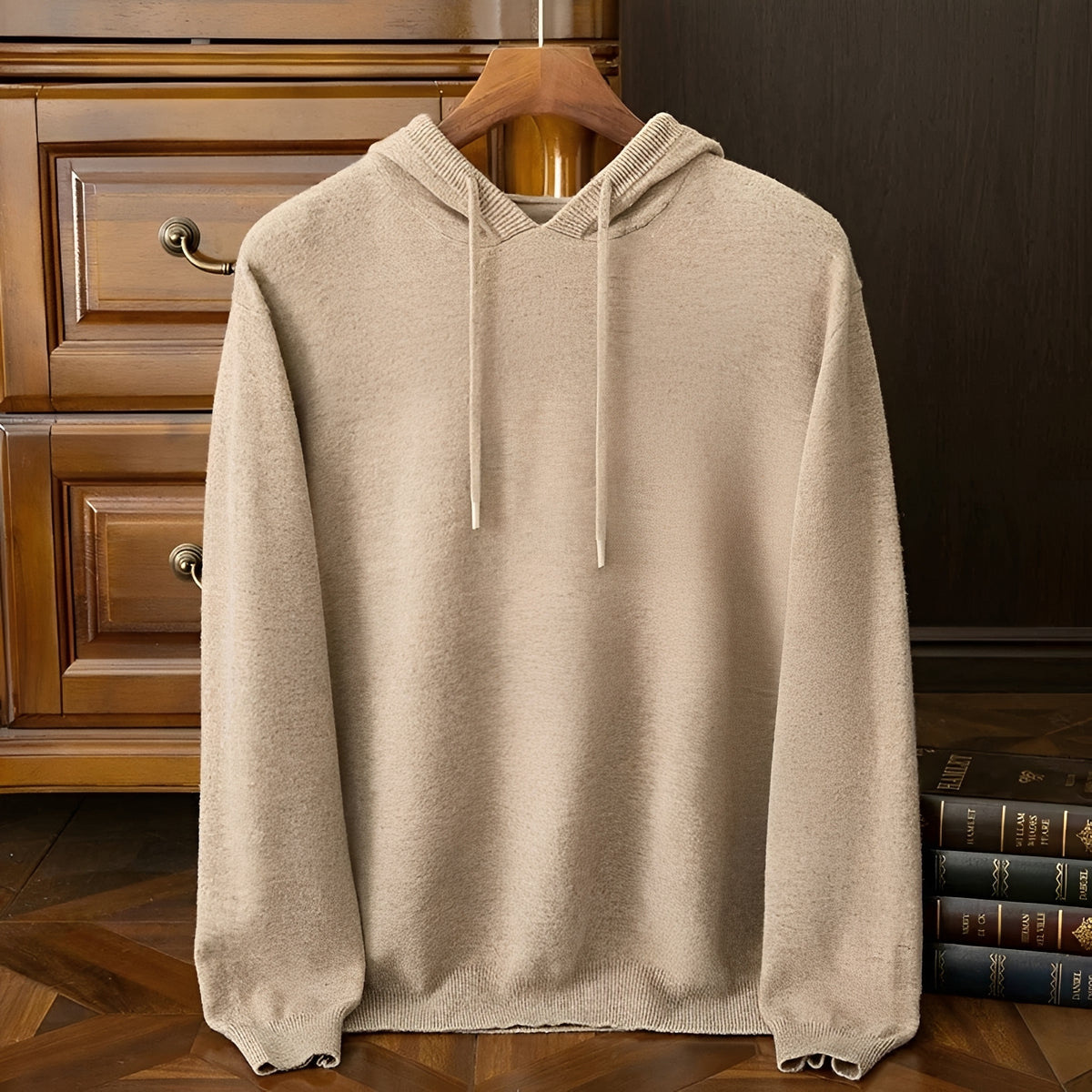 Hoodie Masculino com Decote em V e Cordão Ajustável - Pulôver de Manga Comprida