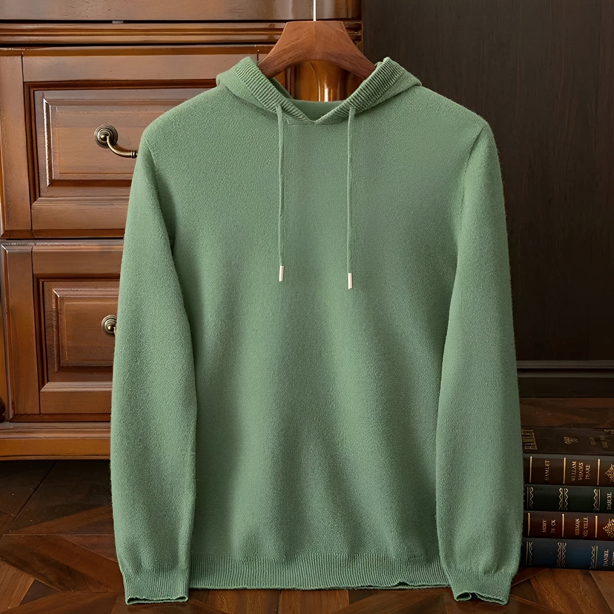 Hoodie Masculino com Decote em V e Cordão Ajustável - Pulôver de Manga Comprida